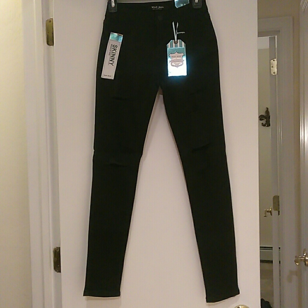 Black distressed denim